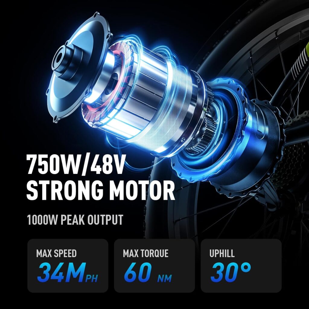 EXRBYKO Fat Tire Electric Bike for Adults 26 x 4, 750W 34MPH Ebike with 48V 17.5AH 840WH Battery, Up to 65 Miles E Bike with 21-Speed Gears, Beach Mountain Snow Electric Bicycle UL Certified EXRBYKO Fat Tire Electric Bike for Adults 26 x 4, 750W 34MPH Ebike with 48V 17.5AH 840WH Battery, Up to 65 Miles E Bike with 21-Speed Gears, Beach Mountain Snow Electric Bicycle UL Certified