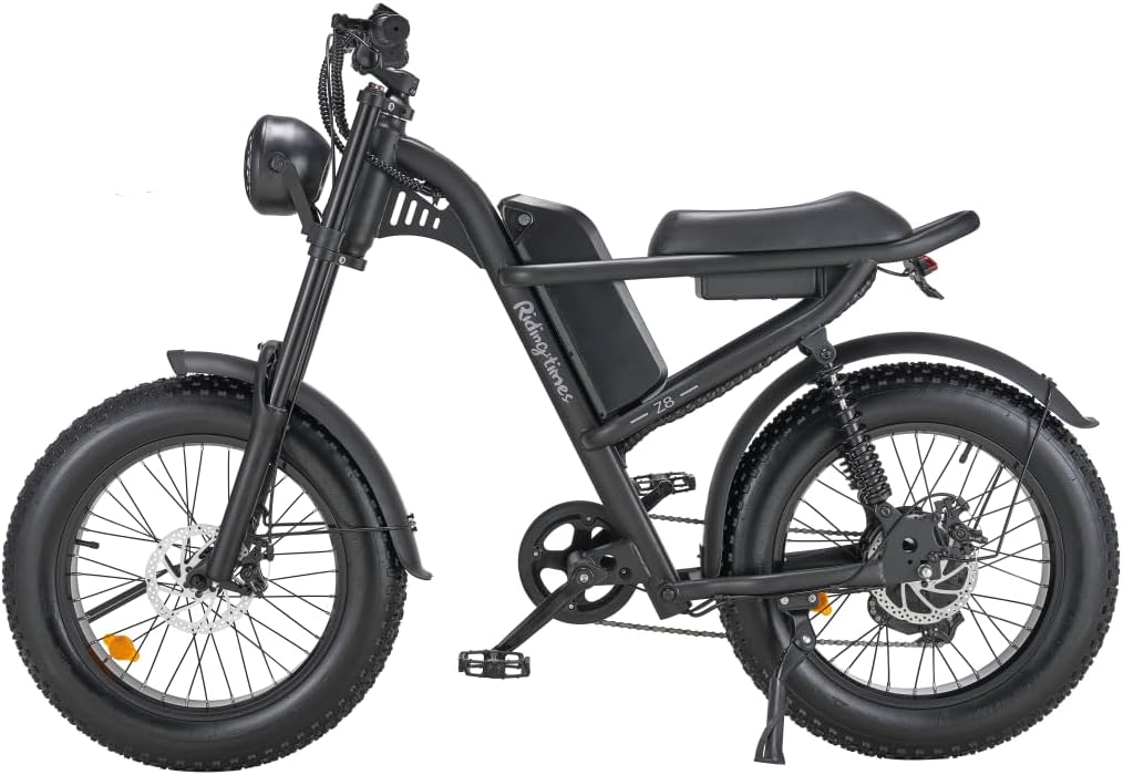 1500W Electric Bike with 20*4 inch Fat Tire, 6 Layer Full Suspension Retro Off Road Ebike, 15.6AH Removable Battery Up to 28MPH  75Miles, Mountain Winter Snow Electric Bike