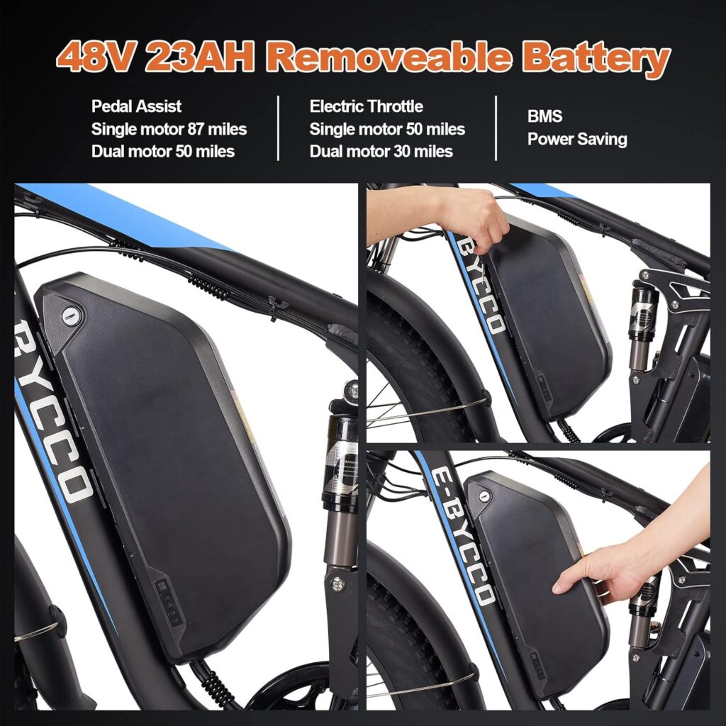 E·Bycco Electric Bike for Adults Dual Motor 2000W/750W, 48V 23Ah/16Ah Removable Battery, 26*4.0 Fat Tire Ebike, 35MPH Electric Bicycle, 7-Speed Pedal Assist Electric Mountain Bike, Full Suspension E·Bycco Electric Bike for Adults Dual Motor 2000W/750W, 48V 23Ah/16Ah Removable Battery, 26*4.0 Fat Tire Ebike, 35MPH Electric Bicycle, 7-Speed Pedal Assist Electric Mountain Bike, Full Suspension