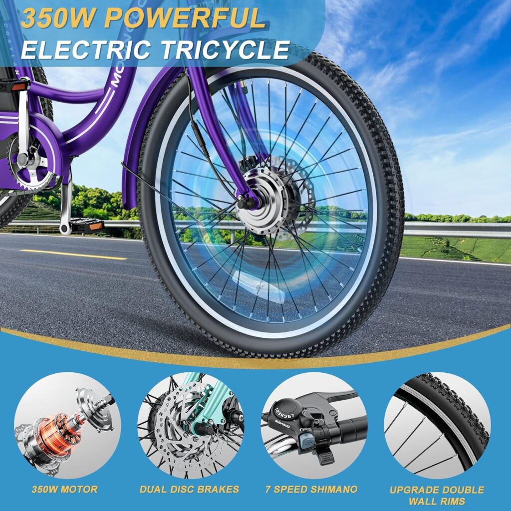 NAIZEA Electric Tricycle Adult Electric Bicycles, 350W 36V Electric Trike, 24 26 3 Wheel Electric Bike Ebike E Bicycle with Removable Battery, Motorized Trike with Basket for Women Men NAIZEA Electric Tricycle Adult Electric Bicycles, 350W 36V Electric Trike, 24 26 3 Wheel Electric Bike Ebike E Bicycle with Removable Battery, Motorized Trike with Basket for Women Men