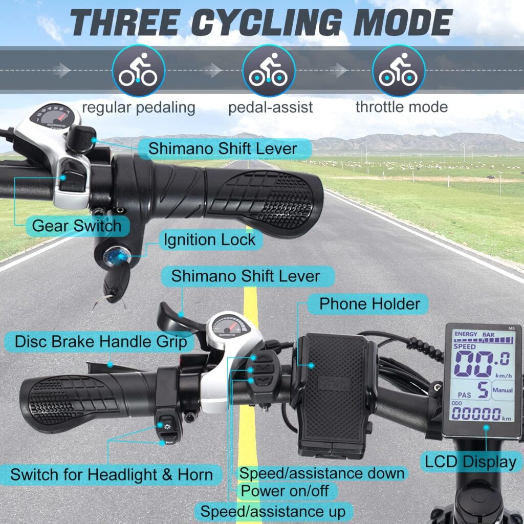 PHILODO Electric Bike for Adults, 48V 22Ah Fat Tire Ebike Dual Motor AWD 2000W 35MPH Electric Bicycles 21-Speed with Ignition Lock Hydraulic Disc Brake