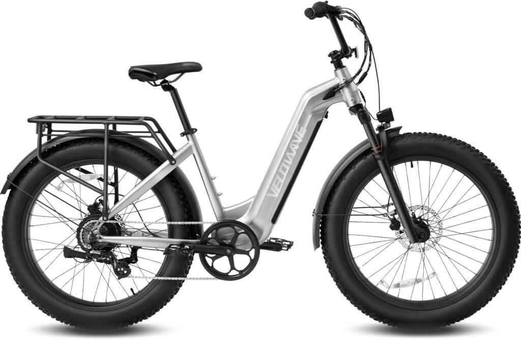 VELOWAVE Electric Bike 26 Fat Tire Ebike Electric Bike for Adults with 750w Brushless Motor 48V 15AH Removable LG Cell Battery Step-Thru E Bike up to 32MPH Shimano 7-Speed VELOWAVE Electric Bike 26 Fat Tire Ebike Electric Bike for Adults with 750w Brushless Motor 48V 15AH Removable LG Cell Battery Step-Thru E Bike up to 32MPH Shimano 7-Speed