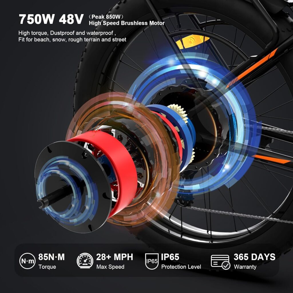 aostirmotor 750W Electric Bike for Adults 26×4 Fat Tire Electric Bike 48V 13AH Lithium Battery Adult Electric Bicycles, 28MPH E Bike for Adults, Shimano 7 Speed Electric Mountain Bike