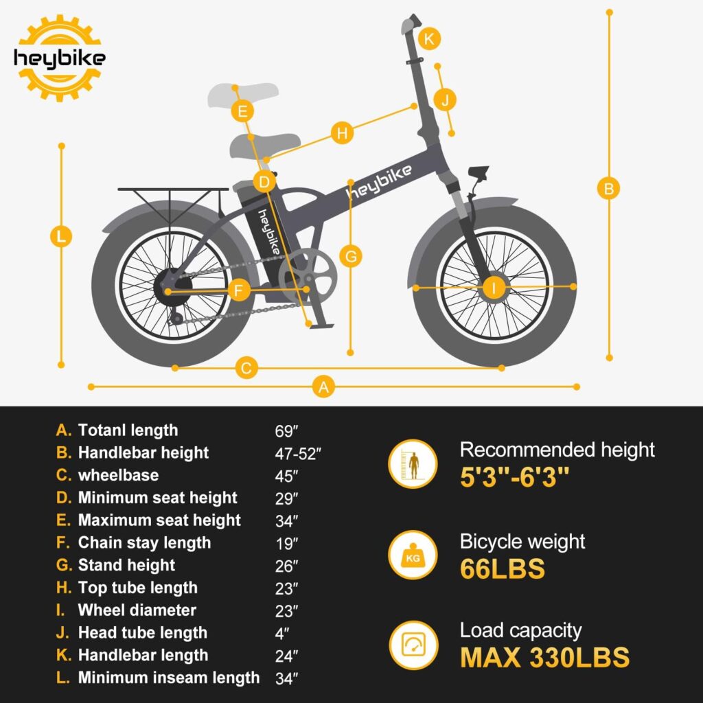 Heybike Mars Electric Bike Foldable 20 x 4.0 Fat Tire Electric Bicycle with 500W Motor(Peak 850W), 48V 12.5AH Removable Battery and Dual Shock Absorber for Adults
