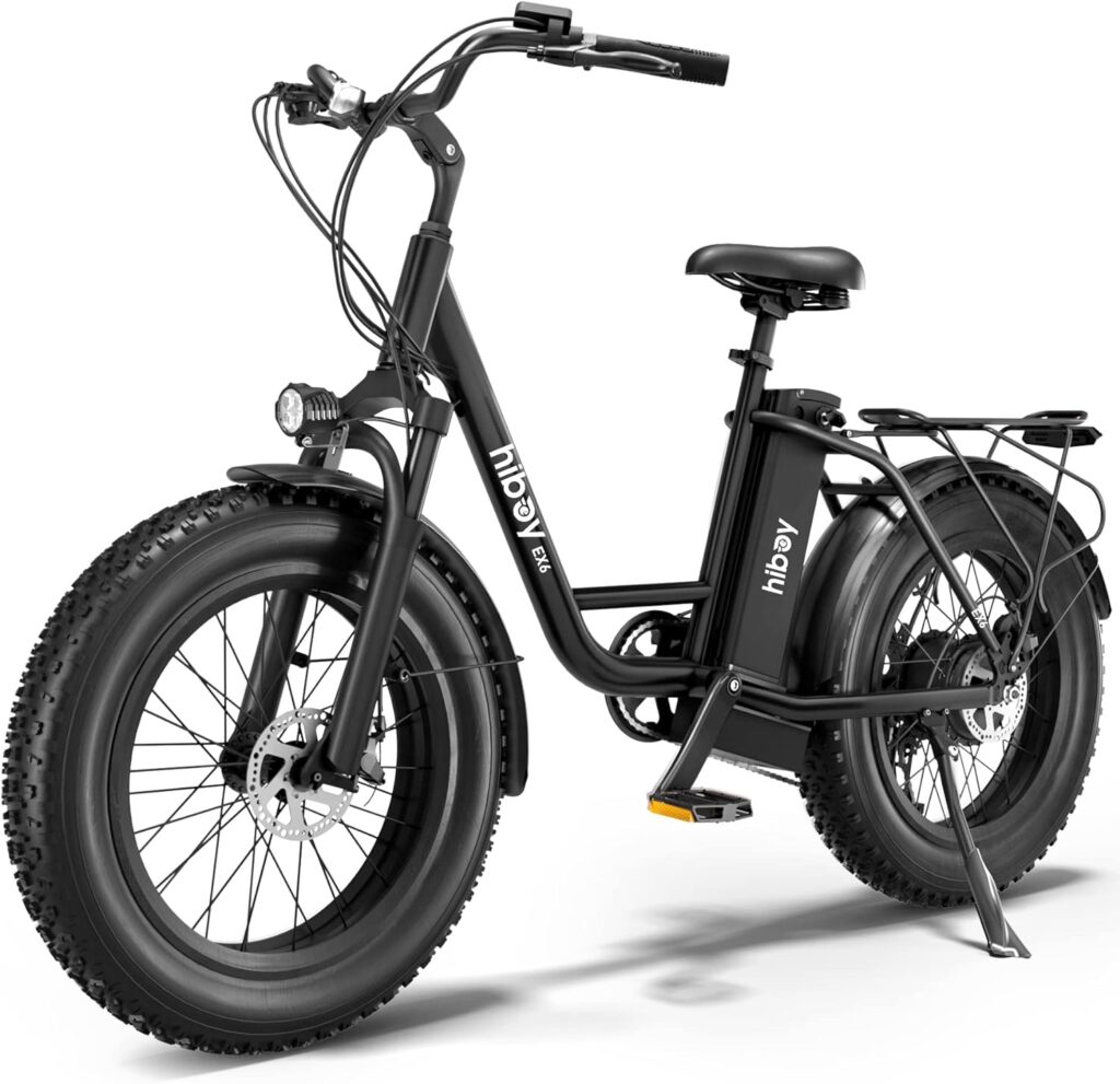 Hiboy EX6 Electric Bike for Adults, 20 4.0 Fat Tire E Bike 500W Brushless Motor, 48V 15AH Removable Battery Ebike Up to 25 MPH, Shimano 7 Speed with Electric Horn
