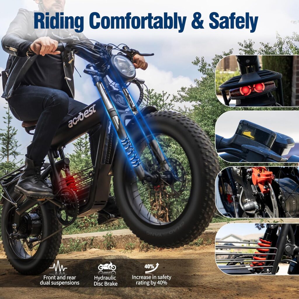 ACTBEST Electric Bike for Adults - 1300W 20 Fat Tires EBike, 960Wh Removable Battery Bicycle, with Dual Suspension Hydraulic Brakes Motorcycle, 7-Speed, 32MPH, Pioneer ACTBEST Electric Bike for Adults - 1300W 20 Fat Tires EBike, 960Wh Removable Battery Bicycle, with Dual Suspension Hydraulic Brakes Motorcycle, 7-Speed, 32MPH, Pioneer