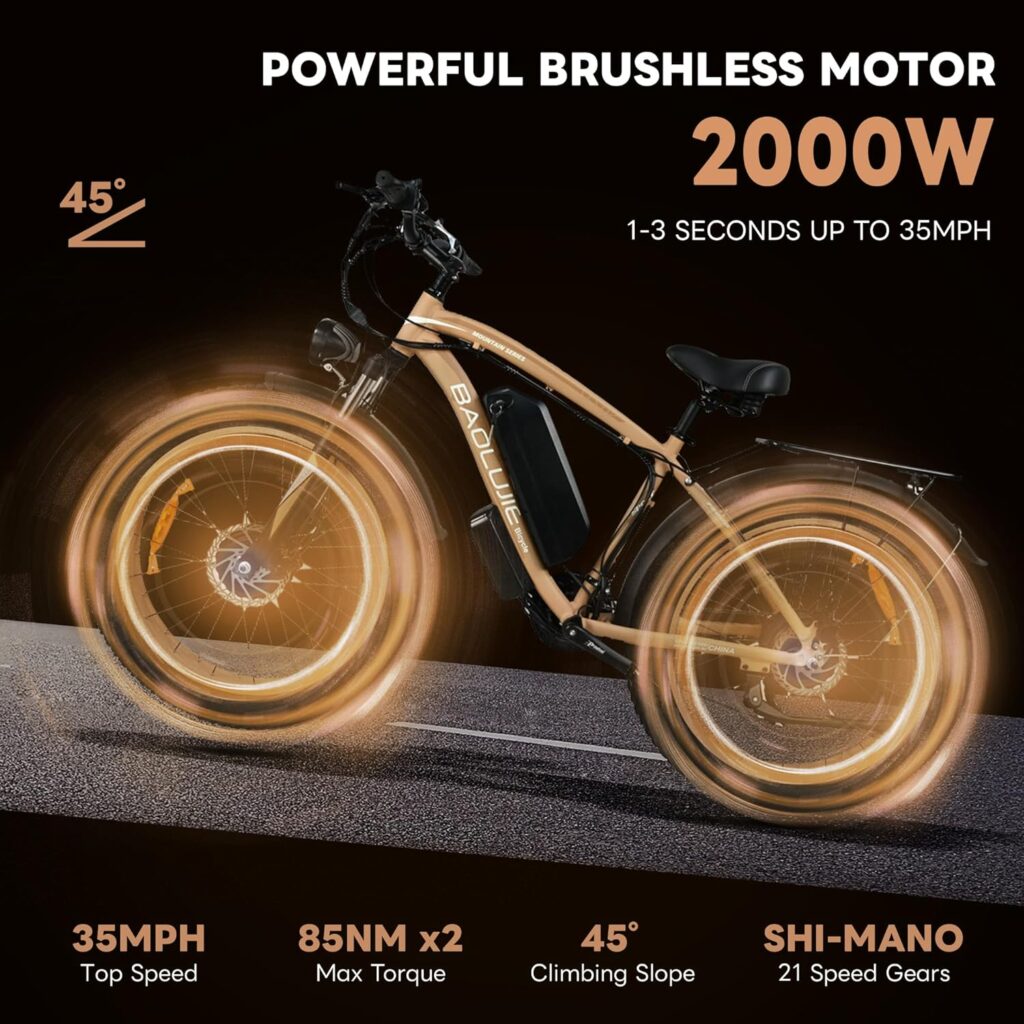COJMOYOV 2000W Electric Bike with 20Ah Removable Battery26×4“Fat Tire Ebike for Adults 35MPH 80Miles Electric Bicycles with Sha-Ma-no21Speed Lockable Front Suspension Hydraulic Disc Brakes