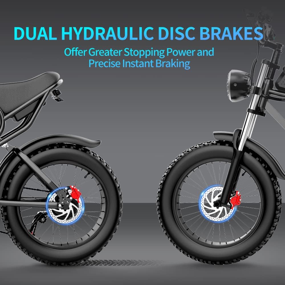 Ridstar Electric Bike for Adults, 1000/2000W, 25/30/37MPH,48V-52V, 20AH,40AH Battery, Max 50-180 Miles Electric Motorcycle, 20 Fat Tire Dirt Bike, Shamano 7-Speed E-Bike