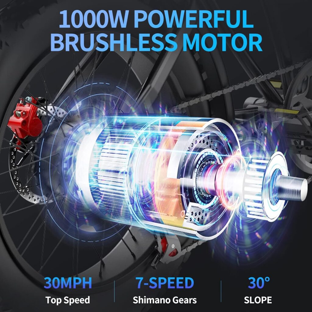 Ridstar Electric Bike for Adults, 1000/2000W, 25/30/37MPH,48V-52V, 20AH,40AH Battery, Max 50-180 Miles Electric Motorcycle, 20 Fat Tire Dirt Bike, Shamano 7-Speed E-Bike