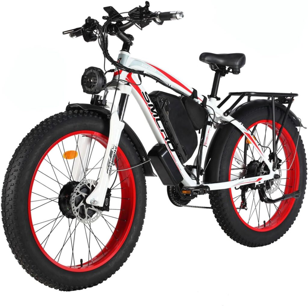 Tiemahun (US Warehouse) SMLRO XDC600 Plus Dual Motor AWD 22.4AH 2000W 26 Fat Tire Electric Bike 35MPH, 21 Speed Mountain Ebike Suspension with Lock Hydraulic Disc Brakes, Ebikes for Adults