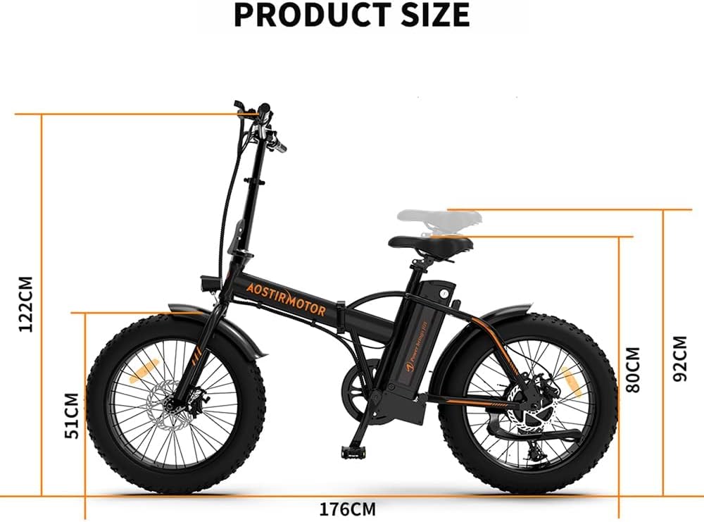 aostirmotor Folding Electric Bike 20 inch Fat Tire Electric Bicycle with 500W Motor 36V 13AH Removable Lithium Battery,ebike for Adults (A20(with Standard))