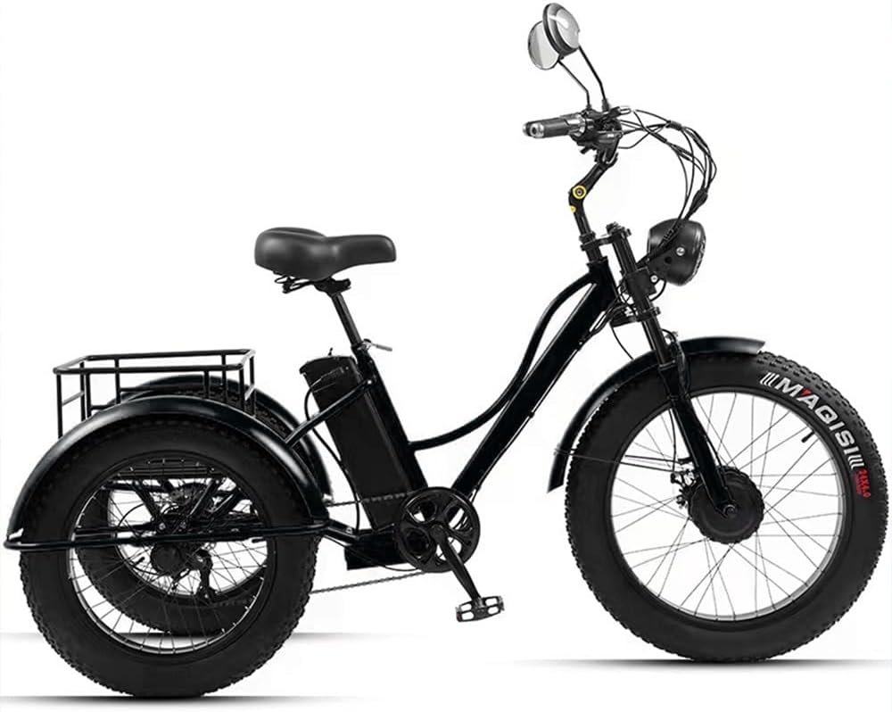 CHONGHAN Electric Trike Adults, 380lbs, 24-20 Fat Tire 3 Wheel Electric Bicycle, 750W 48V 15Ah Removable Battery, Electric Tricycle 350lbs for Seniors