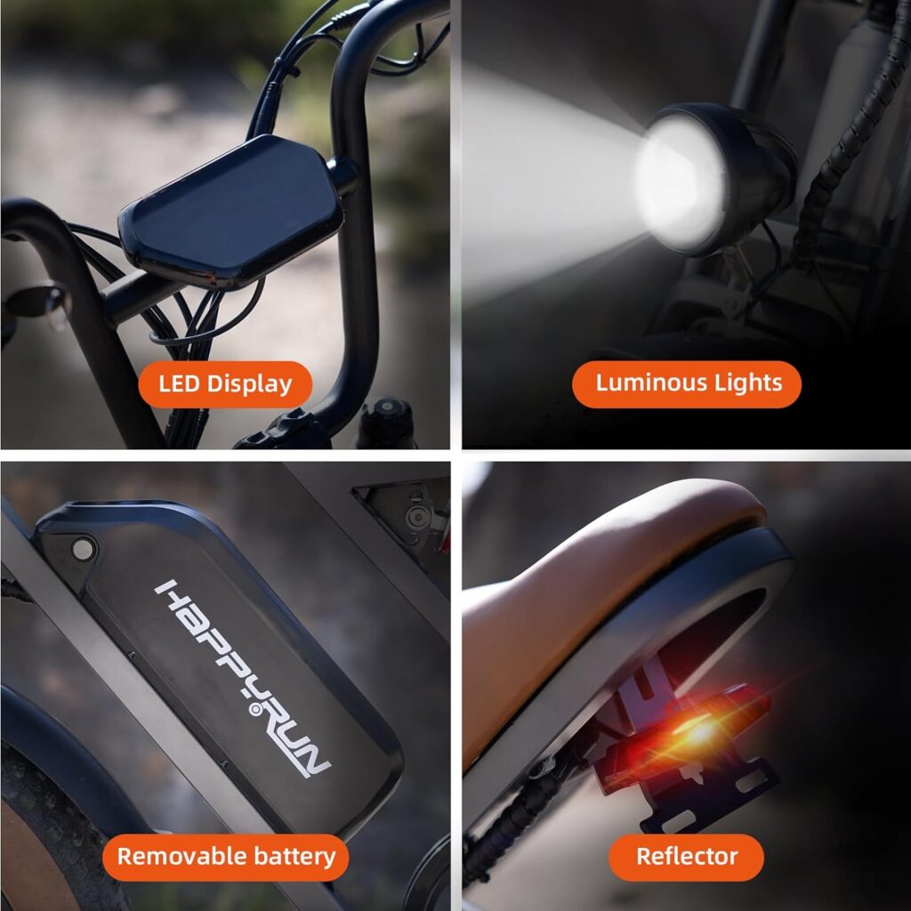 HAPPYRUN Electric Bike 20 Fat Tire Ebike for Adults with 1500W Brushless Motor/ 48V 18Ah Removable Battery, Up to 30MPH / 68 Miles, Electric Bicycle 7-Speed Transmission UL Certified