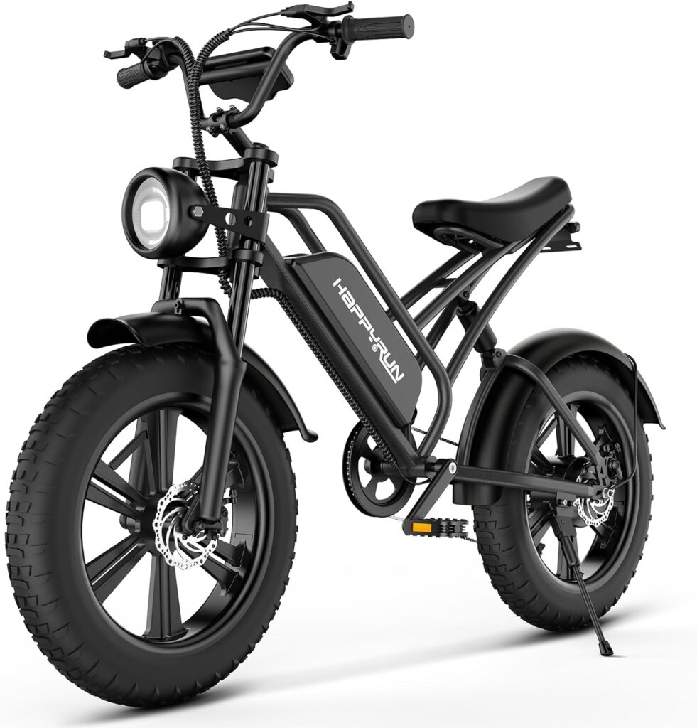 HAPPYRUN Electric Bike 20 Fat Tire Ebike for Adults with 1500W Brushless Motor/ 48V 18Ah Removable Battery, Up to 30MPH / 68 Miles, Electric Bicycle 7-Speed Transmission UL Certified