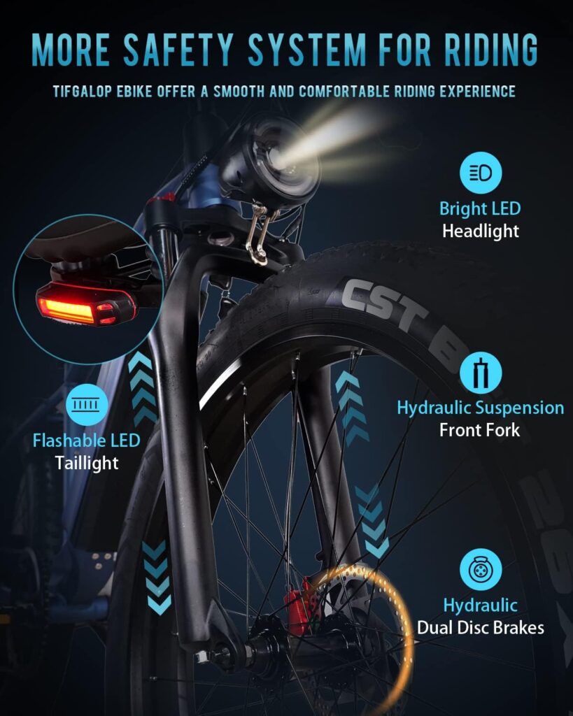 tifgalop Electric Bike for Adults, 26 Fat Tire Electric Bike with 48V 18Ah Removable Battery, 1000W Adult Electric Bicycles, 33MPH Ebike, Hydraulic Front Fork Electric Moutain Bike…