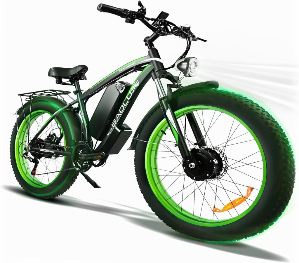 2000W Electric Bike with 20Ah/40Ah Removable Battery26×4 Fat Tire Ebike for Adults 35MPH 80/120Miles Electric Bicycles with Sha-Ma-no21Speed Lockable Front Suspension Hydraulic Disc Brakes