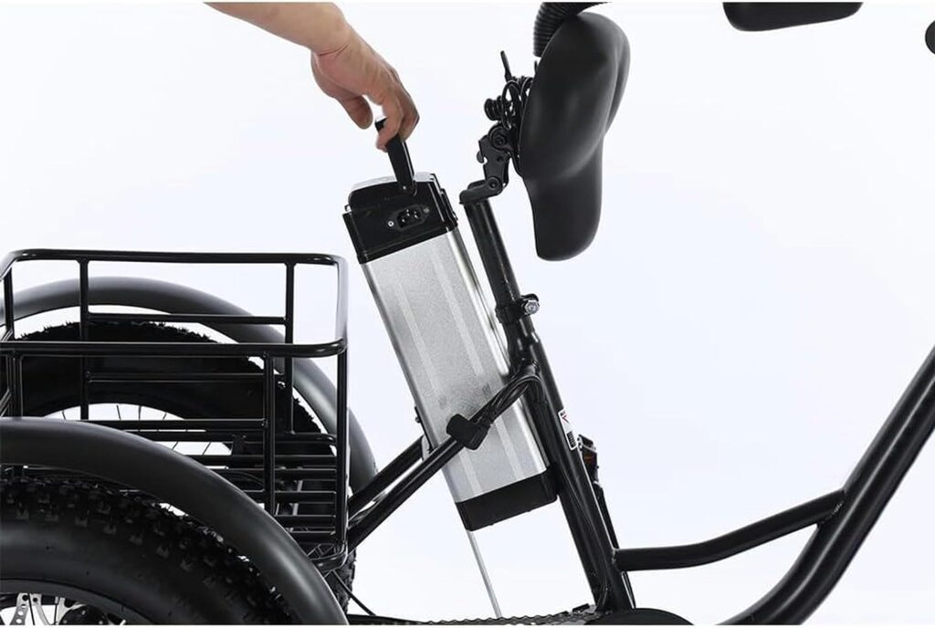 CNAOHGHN 3 Wheel E-Bike for Adult Mountain Outdoor Sport Electric Tricycle 48V 10AH Removable Battery 500W Three Wheels Electric Bicycle, 20x4.0 Fat Tire Motorized Trike with Basket