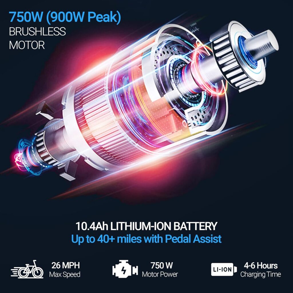 COMFYGO Robusto Electric Bike, Road Motor Ebikes, Electric Bicycle for Adults, Bicicleta Electrica para Adultos, Mountain Bike, 750 W Fat Tire E Bikes, 10.4AH Up to 40 Miles Per Charge, 26 Mph