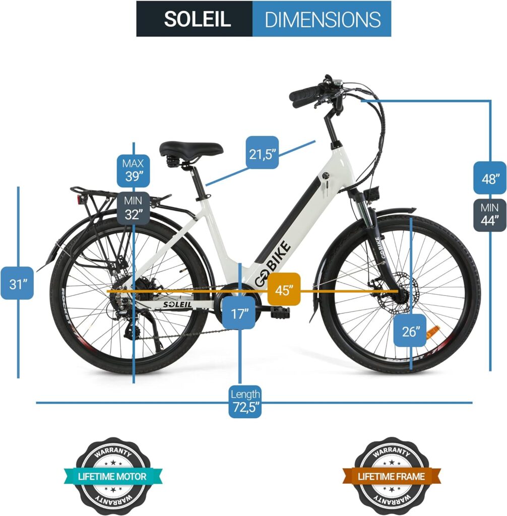 COMFYGO Soleil Lightweight Electric Bike - 30 Mile Range 48V 500W Motor Long Range Battery Electric Bikes for Adults, Step Through Motorized Bike by GOBIKE