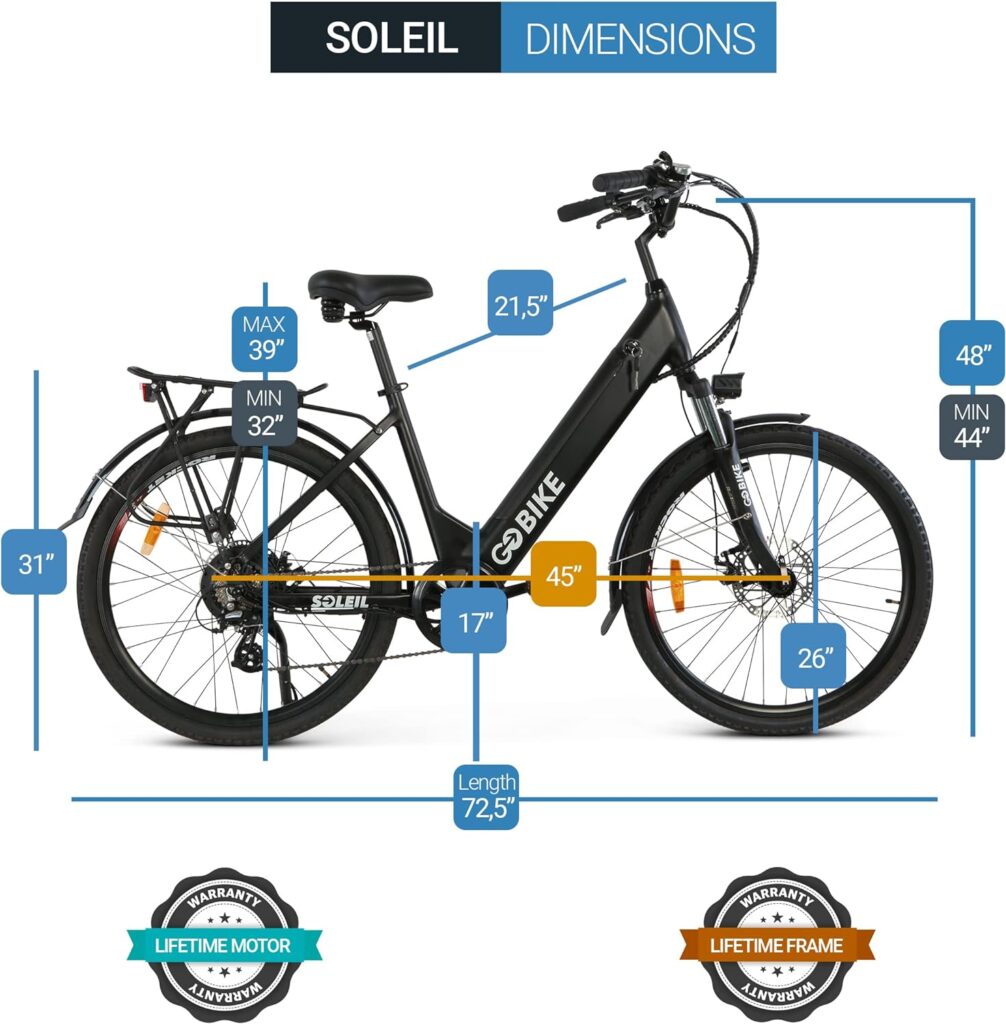 COMFYGO Soleil Lightweight Electric Bike - 30 Mile Range 48V 500W Motor Long Range Battery Electric Bikes for Adults, Step Through Motorized Bike by GOBIKE