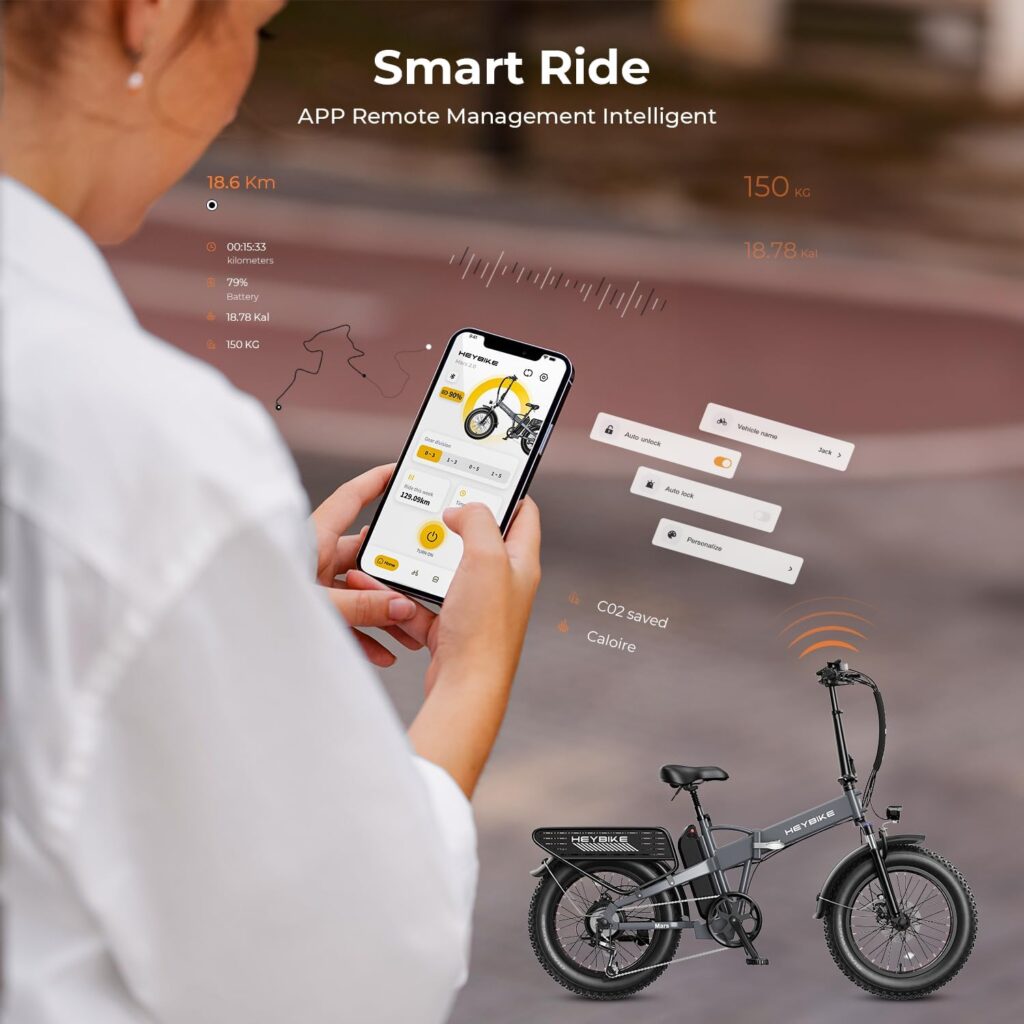 Heybike Mars 2.0 Electric Bike for Adults with 1200W Peak Motor,28MPH Top Speed,and 600Wh Removable Battery,UL Certificated Folding Electric Bicycle with 20×4 Fat Tire and Full Suspension