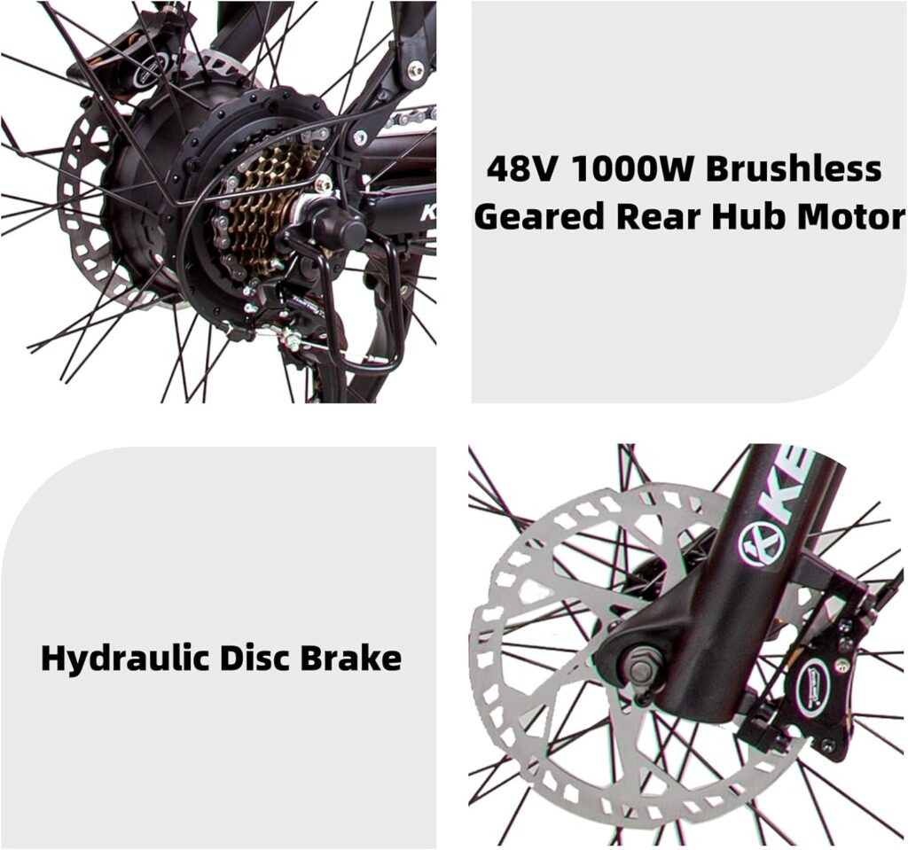 1000W Electric Bike for Adults, 26 Fat Tire Electric Bicycle with 17.5AH Removable Battery 28MPH Full Suspension Bike