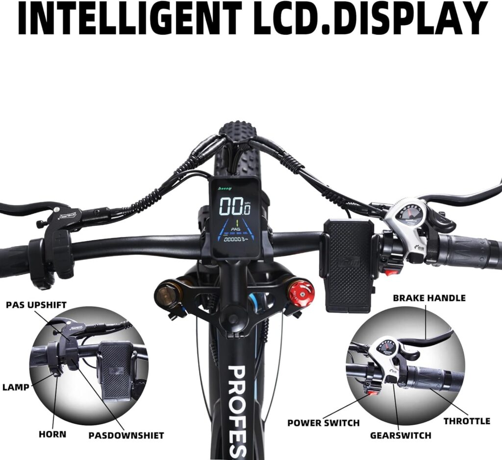 1000W Electric Bike for Adults, 26 Fat Tire Electric Bicycle with 17.5AH Removable Battery 28MPH Full Suspension Bike