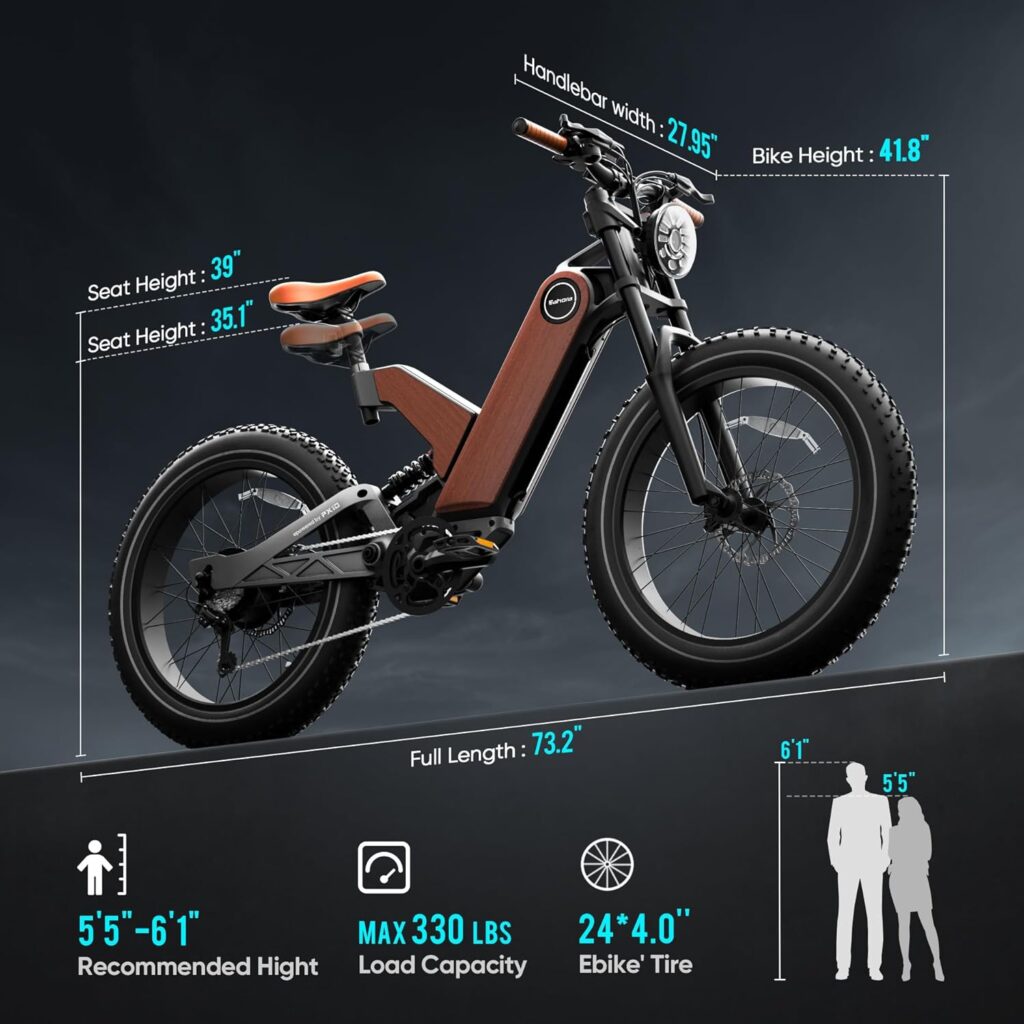 eAhora P5 Electric Bike for Adults, 28MPH 750W(MAX 1000W) 48V 16Ah/20Ah Long Range Removable Battery Ebike, 7 Speed Electric Mountain Bike, 24 * 4.0 Fat Tire Electric Bike, Full Suspension eAhora P5 Electric Bike for Adults, 28MPH 750W(MAX 1000W) 48V 16Ah/20Ah Long Range Removable Battery Ebike, 7 Speed Electric Mountain Bike, 24 * 4.0 Fat Tire Electric Bike, Full Suspension