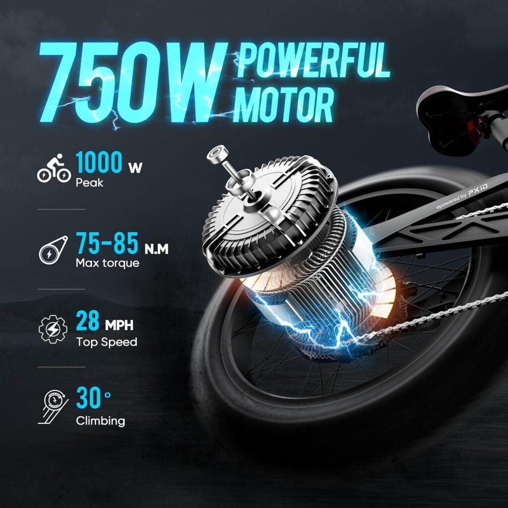 eAhora P5 Electric Bike for Adults, 28MPH 750W(MAX 1000W) 48V 16Ah/20Ah Long Range Removable Battery Ebike, 7 Speed Electric Mountain Bike, 24 * 4.0 Fat Tire Electric Bike, Full Suspension eAhora P5 Electric Bike for Adults, 28MPH 750W(MAX 1000W) 48V 16Ah/20Ah Long Range Removable Battery Ebike, 7 Speed Electric Mountain Bike, 24 * 4.0 Fat Tire Electric Bike, Full Suspension