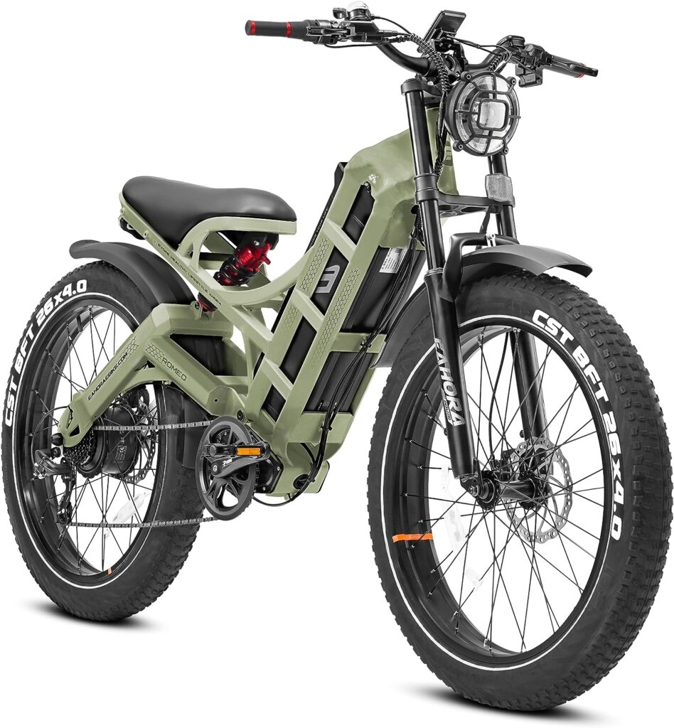 eAhora Romeo Pro (Newest Upgraded) 60Ah Peak 1600W Electric Bike for Adults 100-200 Miles Long Range Electric Bike 26 * 4.0 Fat Tire Electric Bike Full Suspension Electric Mountain Bike
