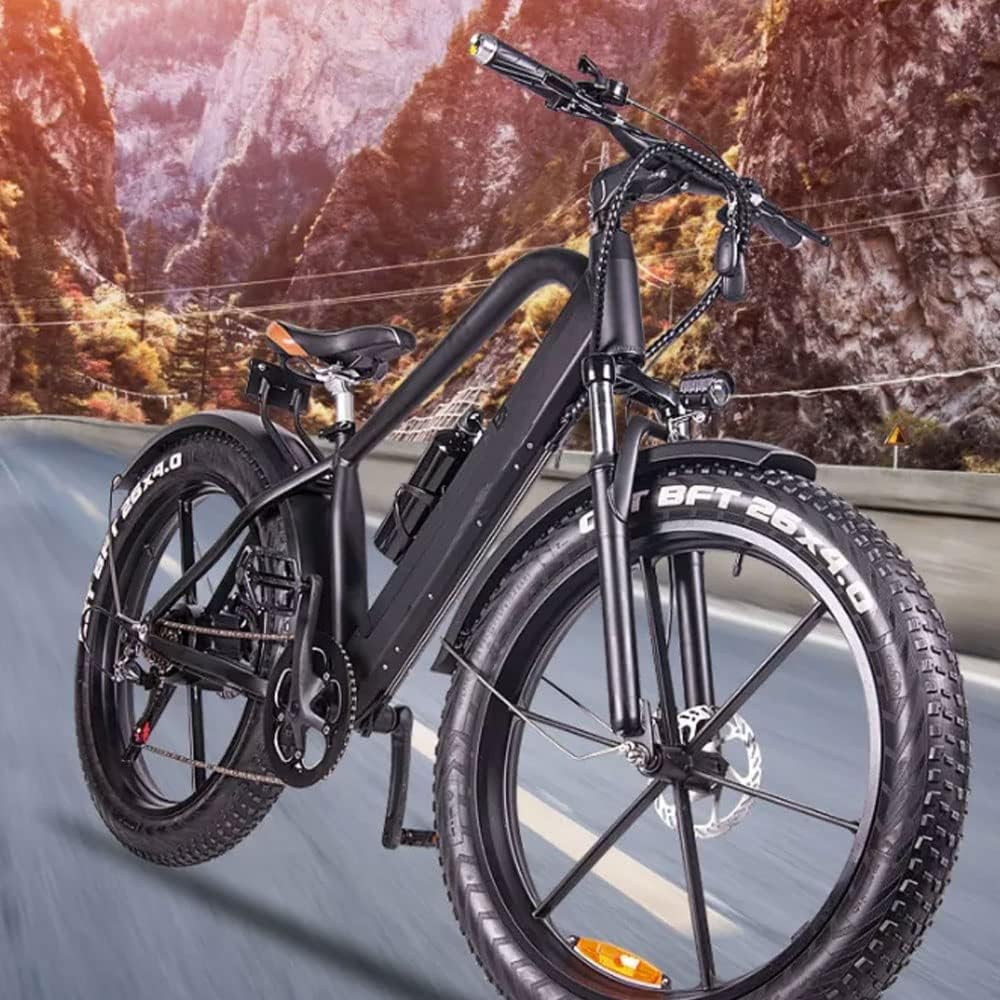 350W 48V 10A Fat Tire Electric Bike 26 4.0 inch Electric Mountain Bike for Adults with 6 Speeds Lithium Battery,Black 350W 48V 10A Fat Tire Electric Bike 26 4.0 inch Electric Mountain Bike for Adults with 6 Speeds Lithium Battery,Black
