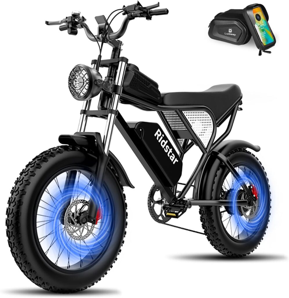 Electric Bike for Adults, 1000W/2000W, 25/30/35MPH Electric Dirt Bike, 48V 15/20AH, 52V 40AH Battery, Max 40-180 Miles, 20 Fat Tire Ebikes, Full Suspension  Hydraulic Brakes