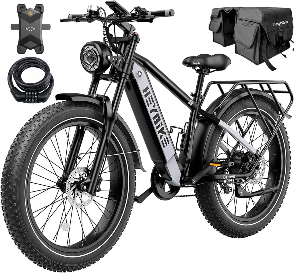 Heybike Brawn Electric Bike for Adults,750W 28MPH 26 Fat Tire Ebike with 48V 18Ah Removable Battery,Off Road Electric Mountain Bike,Hydraulic Front Fork Electric Bicycles Heybike Brawn Electric Bike for Adults,750W 28MPH 26 Fat Tire Ebike with 48V 18Ah Removable Battery,Off Road Electric Mountain Bike,Hydraulic Front Fork Electric Bicycles