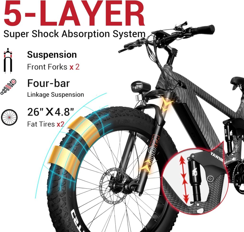 Himiway Cobra 26x4.8 Electric Bike for Adults, 80MI Long Range 750W Mountain Ebike with Four-Bar Linkage Suspension, 400lb Payload, 25MPH, 7 Speed System Himiway Cobra 26x4.8 Electric Bike for Adults, 80MI Long Range 750W Mountain Ebike with Four-Bar Linkage Suspension, 400lb Payload, 25MPH, 7 Speed System