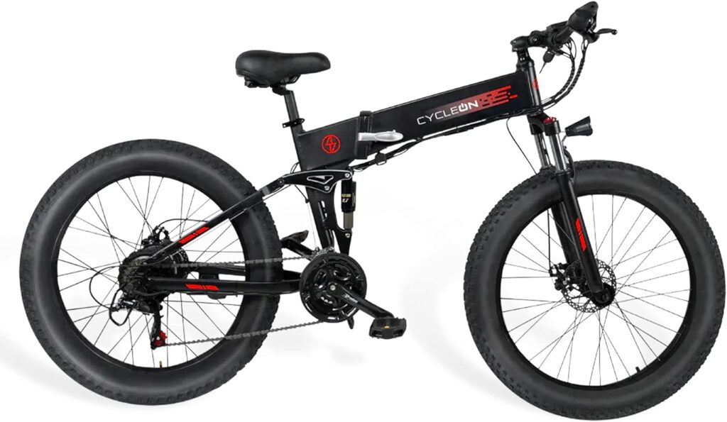 Electric Bike for Adults: Valley Ride 750W Electric Bike 48V 10Ah Battery, 26 Fat Tire Electric Bike Dual Shock Absorber, 7-Speed Electric Bicycles for Commute Mountain Beach Snow, Red