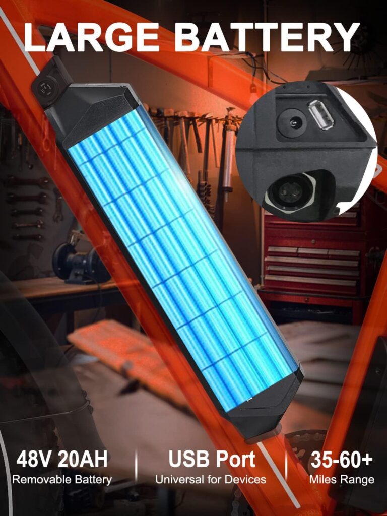 HAOQI Leopard Pro Electric Bike for Adults, 750W Brushless Motor Mountain Bike,48V 20AH Removabl Battery,26 x 4.0 Fat Tire Ebike with 28MPH, 7-Speed