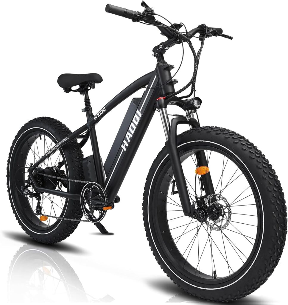 HAOQI Leopard Pro Electric Bike for Adults, 750W Brushless Motor Mountain Bike,48V 20AH Removabl Battery,26 x 4.0 Fat Tire Ebike with 28MPH, 7-Speed